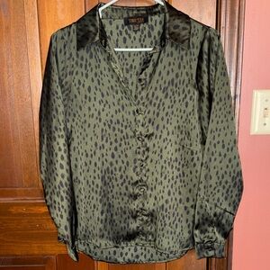 TRUTH Olive Green Leopard Print Blouse